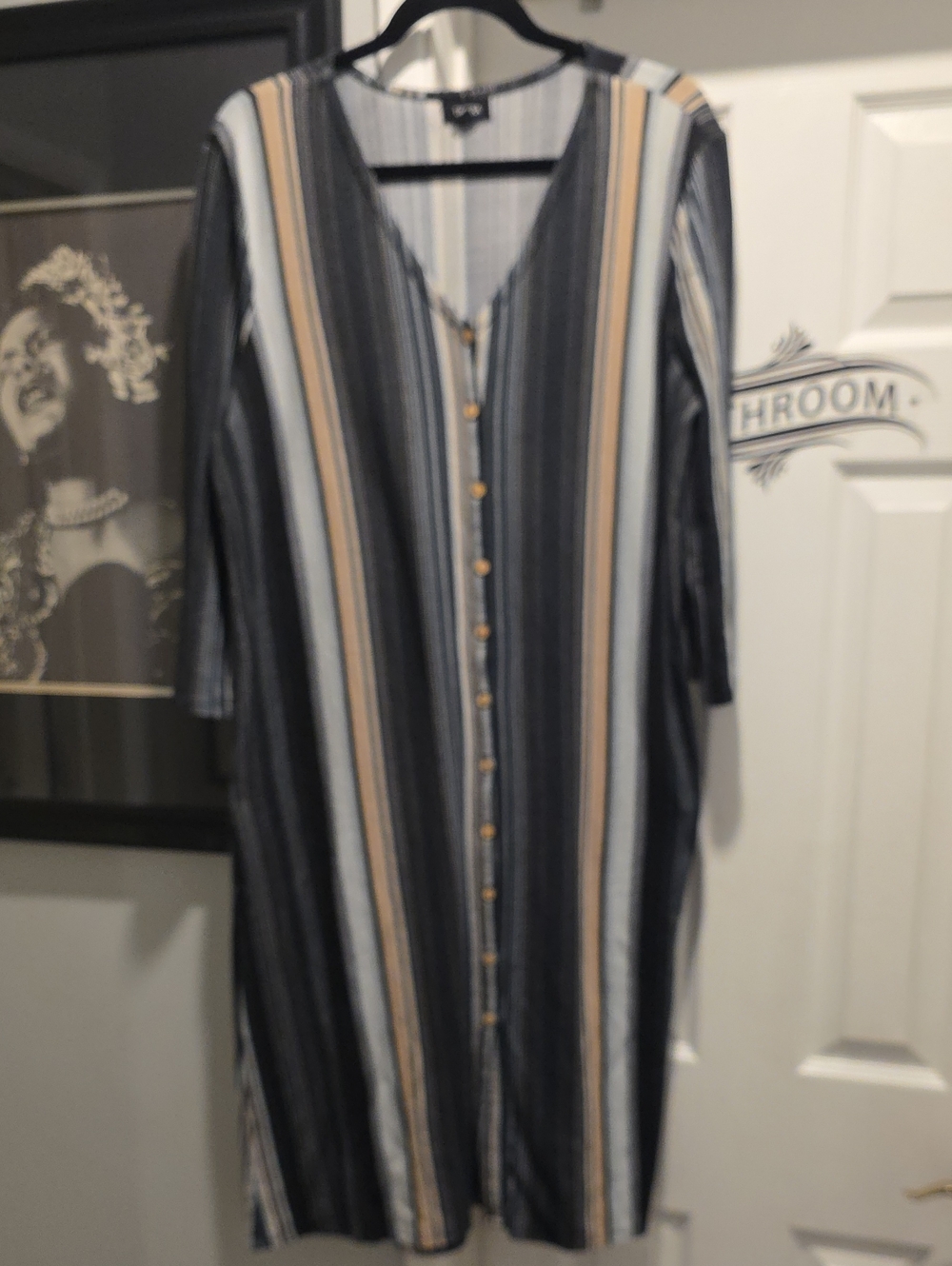 Tacera Vertical Stripe Midi Dress - Black & Cream